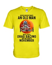 11 drag racing olmm V-Neck T-Shirt tile