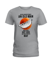 05 hot dog old man Ladies T-Shirt tile