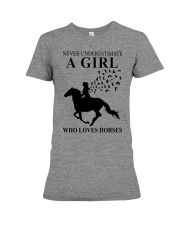 horses never girl Premium Fit Ladies Tee tile