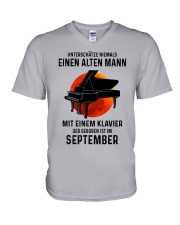 09 piano old man german V-Neck T-Shirt tile