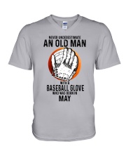05 baseball old man V-Neck T-Shirt tile