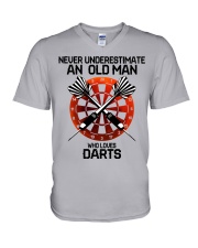 darts never old man V-Neck T-Shirt tile