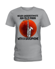 04 hat saxophone old man Ladies T-Shirt tile