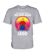 black old lego V-Neck T-Shirt tile