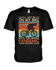 I'll just be on my bike V-Neck T-Shirt tile
