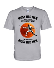 most old men fencing V-Neck T-Shirt tile