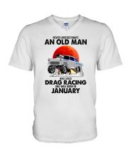never drag racing-1 V-Neck T-Shirt tile