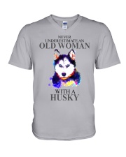 bever underestimate an Husky V-Neck T-Shirt tile