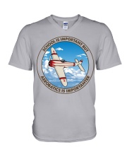 SCHOOL IS Aerobatics V-Neck T-Shirt tile