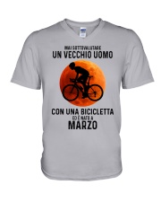 03 cycling old man italy V-Neck T-Shirt tile