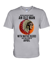 04 native blood old man V-Neck T-Shirt tile