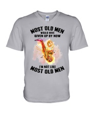 old man saxophone V-Neck T-Shirt tile