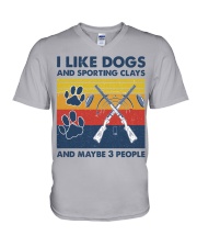 like-dogs-sporting-clays V-Neck T-Shirt tile
