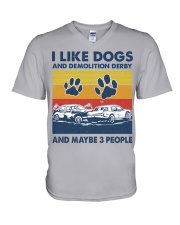 like-dogs-demolition-derby V-Neck T-Shirt tile