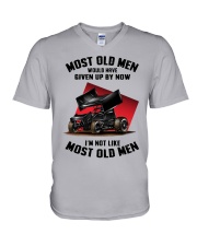 most old men sprint car racing V-Neck T-Shirt tile