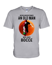 bocce old man V-Neck T-Shirt tile