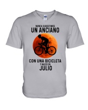 07 cycling old man tbn V-Neck T-Shirt tile