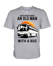 bus driver old man V-Neck T-Shirt tile