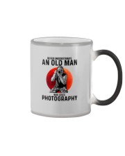 11 hat camera old man Color Changing Mug tile