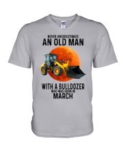 03 bulldozer old man color V-Neck T-Shirt tile