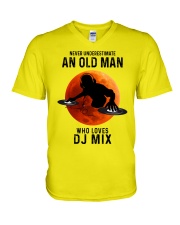 Dj mix never old man V-Neck T-Shirt tile