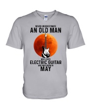 5 Electric guitar old man V-Neck T-Shirt tile