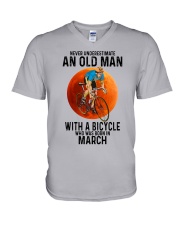03 cycling old man color V-Neck T-Shirt tile