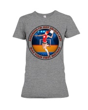 assuming-old lady handball Premium Fit Ladies Tee tile