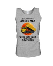 11 dump truck old man color Unisex Tank tile