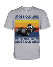 most old men drag racing V-Neck T-Shirt tile