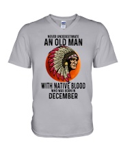 12 native blood old man V-Neck T-Shirt tile