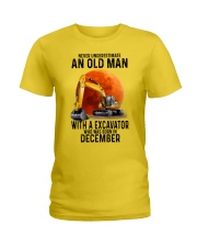 12 excavator old man color Ladies T-Shirt tile