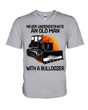 bulldozer never old man V-Neck T-Shirt tile