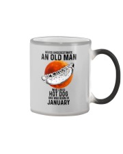 01 hot dog old man Color Changing Mug tile