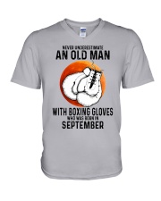 09 boxing old man V-Neck T-Shirt tile