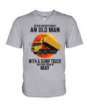 05 dump truck old man color V-Neck T-Shirt tile