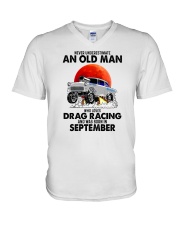 never drag racing-9 V-Neck T-Shirt tile