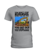 excavator riding Ladies T-Shirt tile