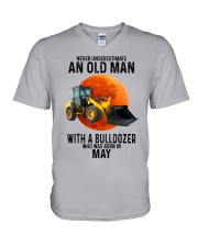 05 bulldozer old man color V-Neck T-Shirt tile