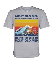 most old men demolition-derby V-Neck T-Shirt tile
