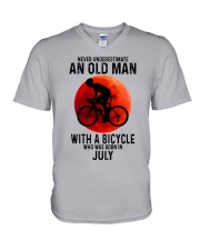 07 cycling old man never V-Neck T-Shirt tile