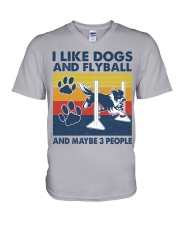 i like flyball V-Neck T-Shirt tile