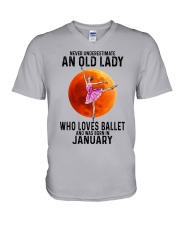 01 ballet old lady V-Neck T-Shirt tile