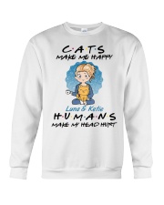 Cat make me happy HUMANS make me head hurt Crewneck Sweatshirt tile