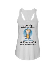 Cat make me happy HUMANS make me head hurt Ladies Flowy Tank tile