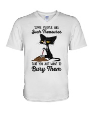 Cat Bury You Funny T-Shirt V-Neck T-Shirt tile