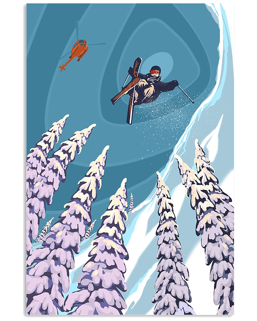 SKIING Poster Heli Retro Ski Jump 24x36 Poster