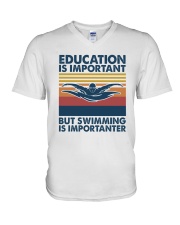 SWIMMING Education Is Important V-Neck T-Shirt tile