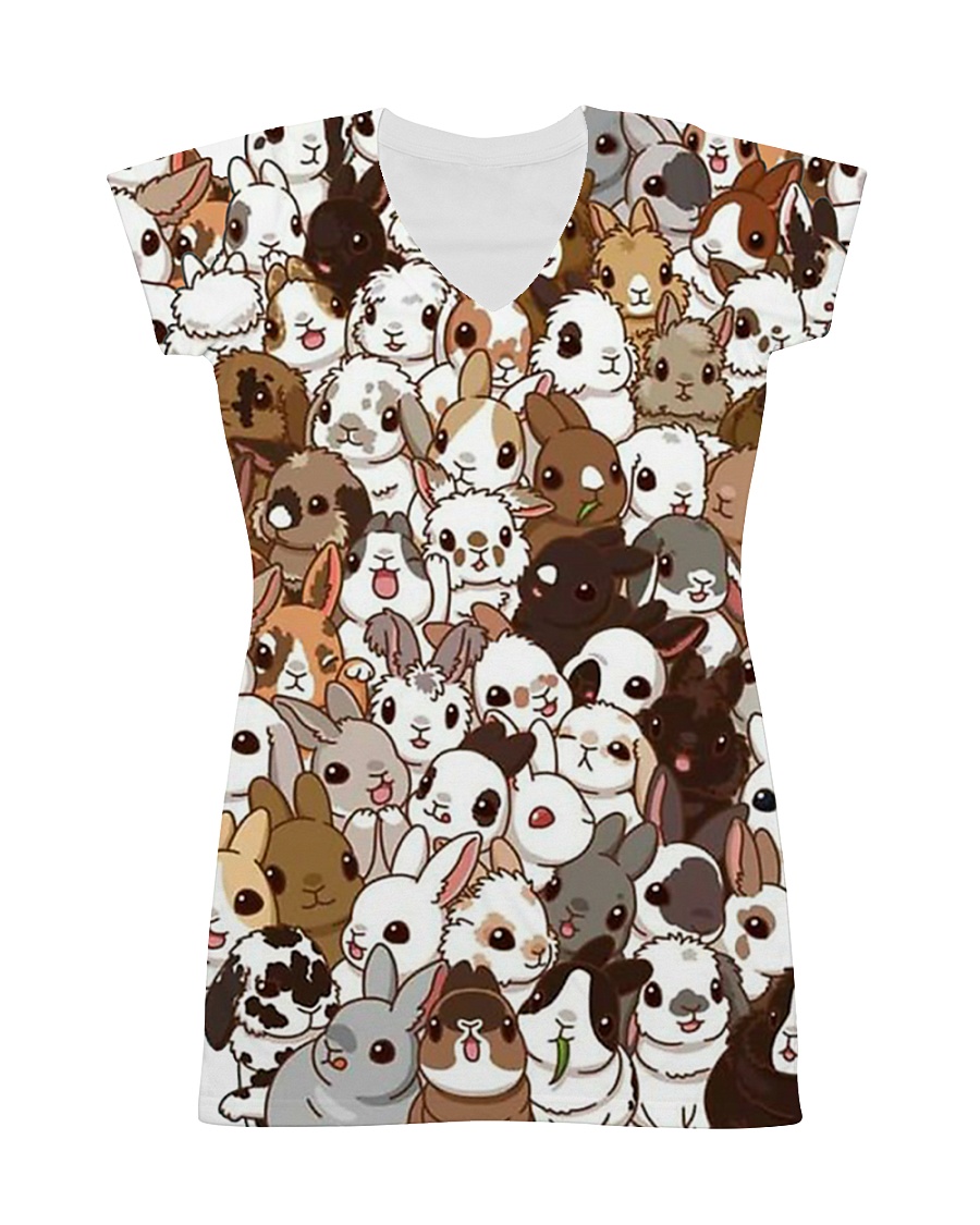 Rabbit dress cute cartoon bunnies All-over Dress