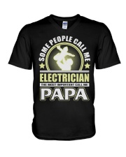 CALL ME ELECTRICIAN PAPA JOB SHIRTS V-Neck T-Shirt thumbnail